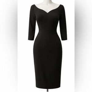 Classic Black Wool Sheath Dress
